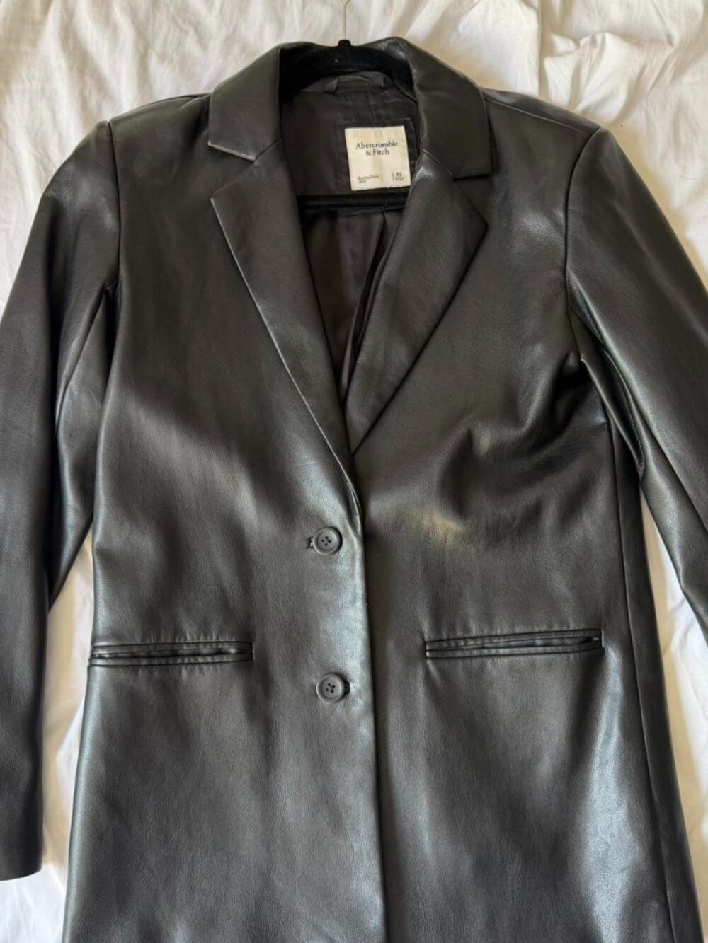 Black Faux Leather Relaxed Fit Blazer Size L